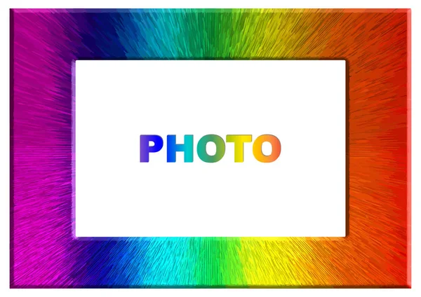 Helle bunte Regenbogenfarbe Fotorahmen — Stockvektor