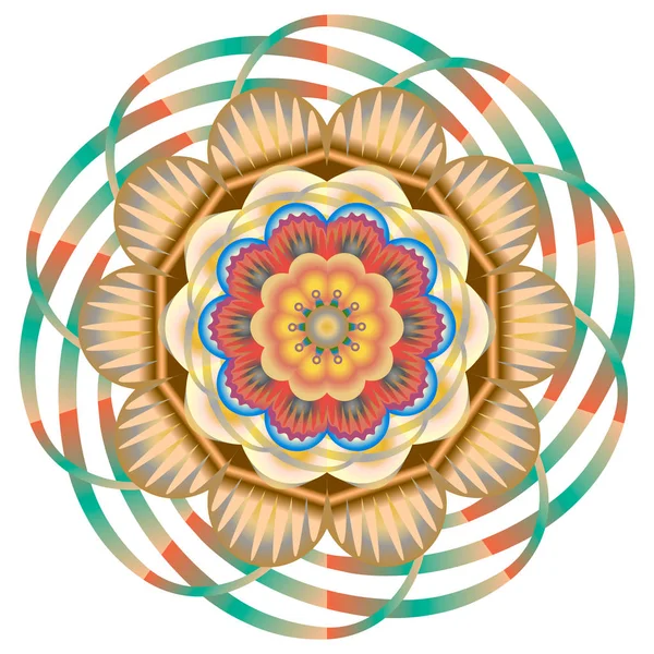 アラベスク花柄要素と色とりどりの東洋ビンテージ パターン マンダラ — ストックベクタ