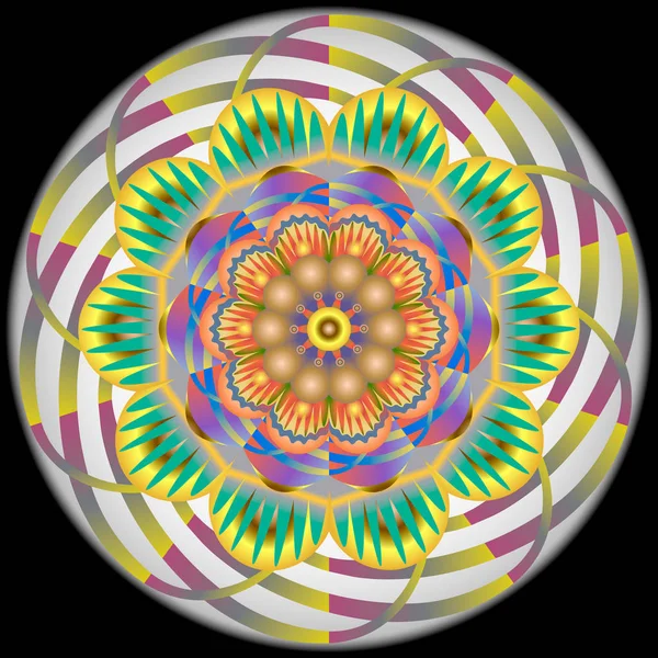 Різнокольоровий східний вінтажний візерунок з квітковими елементами арабески, мандала — стоковий вектор
