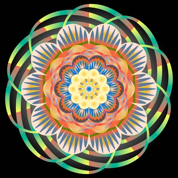 Багатокольоровий східний вінтажний візерунок з квітковими елементами арабески, мандала — стоковий вектор