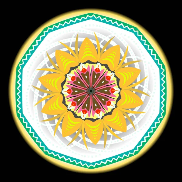 Patrón vintage oriental multicolor con elementos florales arabescos, mandala — Vector de stock