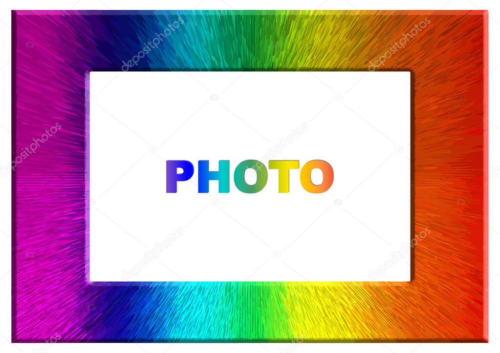 Bright colorful rainbow color photo frame