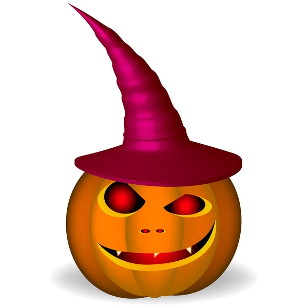 Una Calabaza Malvada Sombrero Rojo Para Unas Vacaciones Halloween — Vector de stock