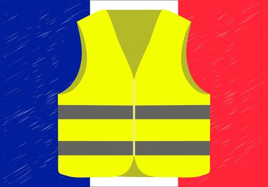 Fransa'da Sarı yelek protesto. Gilets Jaunes haber için uygundur. Fransa meydana olaylar.