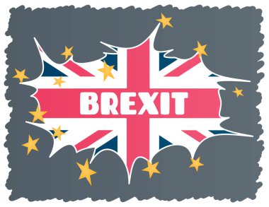 Brexit - Avrupa Birliği AB İngiltere'de çıkış. AB çökmesi durumunda bir İngiliz kavramı. Vektör