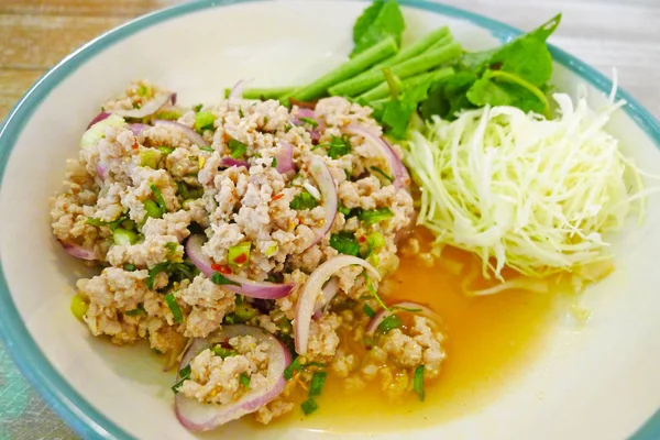 Larbe Schweinefleisch Mit Scharfen Speisen Thailändisches Essen — Stockfoto