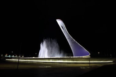 Olimpiyat meşalesinin Olympic Park kapta 2014 Kış Olimpiyatları ana çekim olduğunu