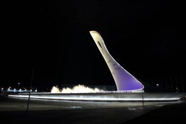 Olimpiyat meşalesinin Olympic Park kapta 2014 Kış Olimpiyatları ana çekim olduğunu