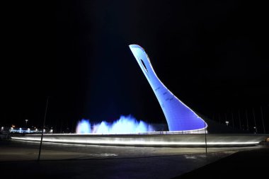 Olimpiyat meşalesinin Olympic Park kapta 2014 Kış Olimpiyatları ana çekim olduğunu