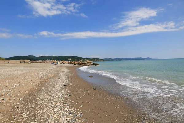 Plage Sable Rocheux Par Une Journée Ensoleillée — Photo