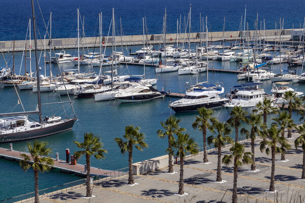 The new modern marina near Yenierenkoy on the Karpasia Peninsula in the Turkish Republic of Northern Cyprus.