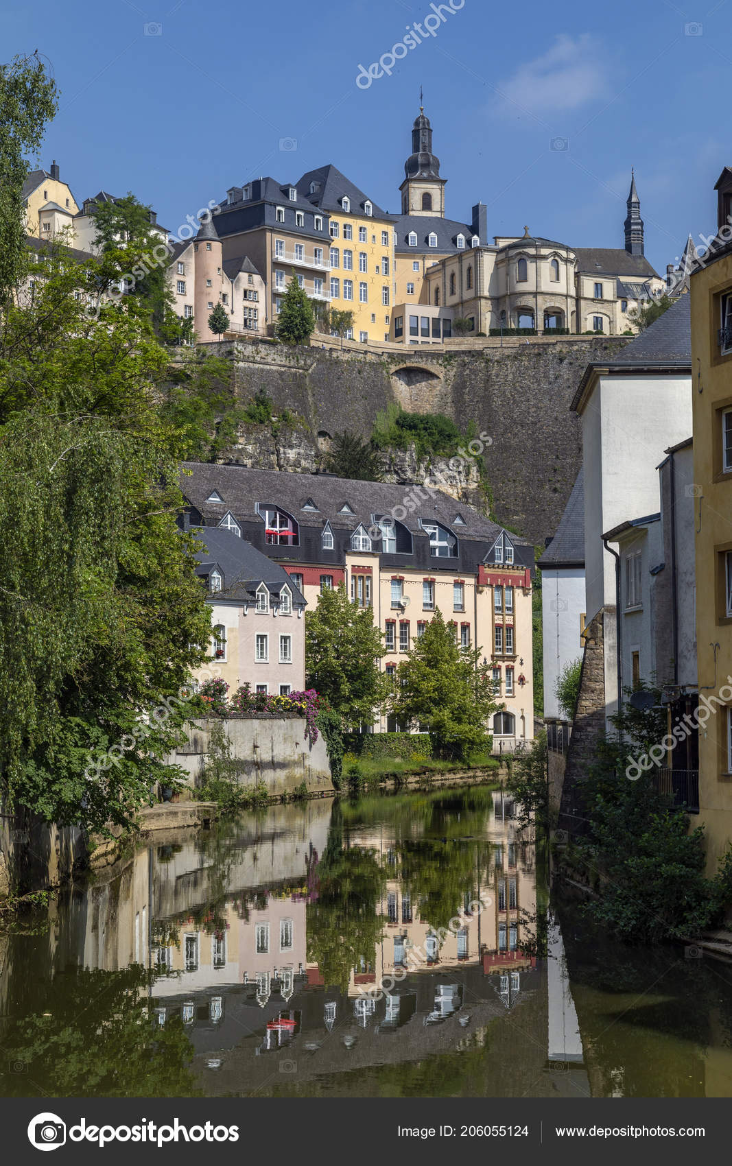 Luxembourg City Ville Luxembourg Walls Old Town Viewed Grund Area ...