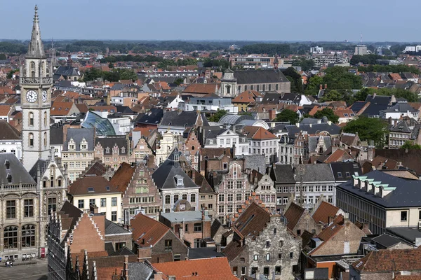 Pohled Přes Střechy Starých Budov Centru Města Gent Gentu Belgii — Stock fotografie