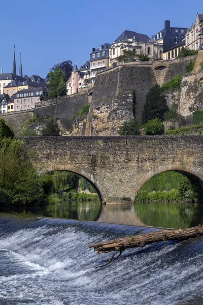 Cidade Luxemburgo Ville Luxembourg Paredes Cidade Velha Vista Área Grund — Fotografia de Stock
