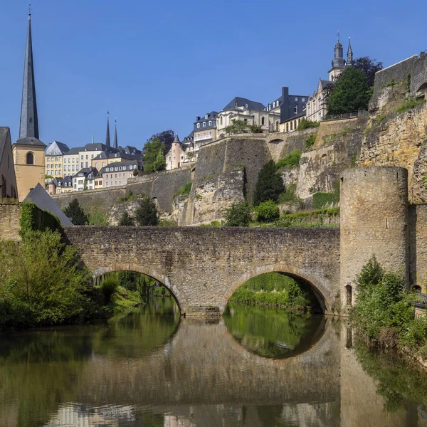 Luxemburg Stad Ville Luxembourg Muren Van Oude Stad Bekeken Vanuit — Stockfoto