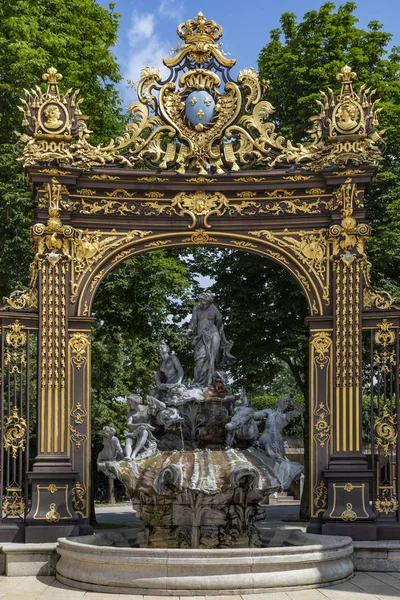 Dos Portões Ornamentados Fontes Stanislas Place Centro Histórico Cidade Nancy — Fotografia de Stock