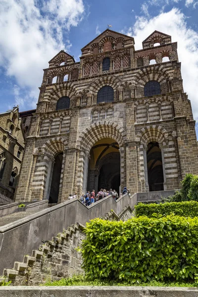 Puy Velay Franciaország Egy Apáca Utcán Egy Színes Vissza Város — Stock Fotó