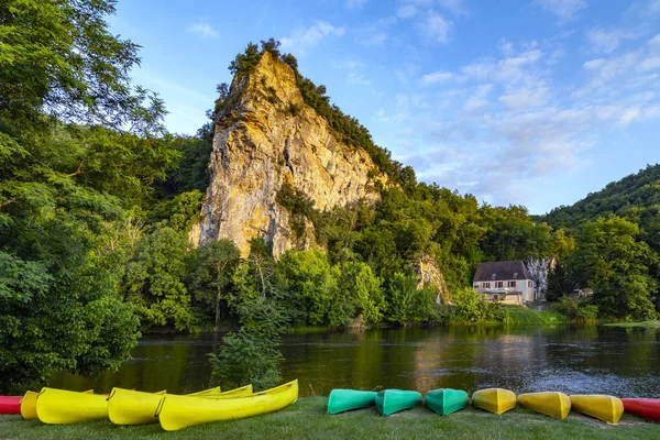 Sole Del Tardo Pomeriggio Paesaggio Panoramico Sul Fiume Dordogna Nella — Foto Stock