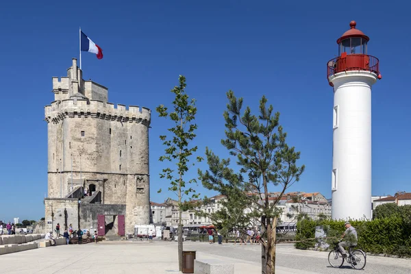 Faro Puerto Rochelle Costa Región Poitou Charentes Francia Torre Con —  Fotos de Stock