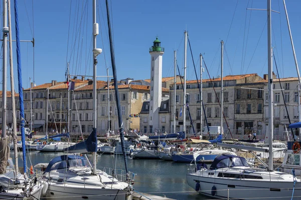 Deniz Feneri Marina Içinde Vieux Port Rochelle Fransa Poitou Charentes — Stok fotoğraf