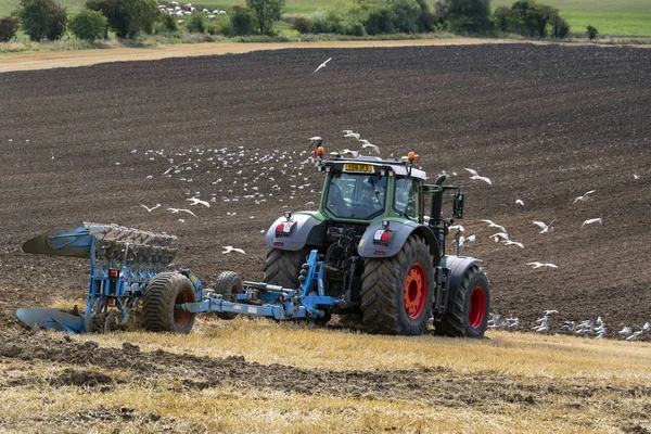 Traktor Orat Pole Přírodě North Yorkshire Gtm — Stock fotografie