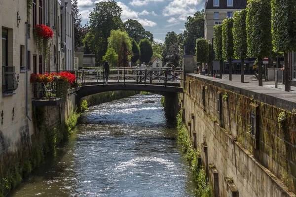 River Geul Flowing Historic Buildings Town Valkenburg Aan Geul Province — Stock Photo, Image