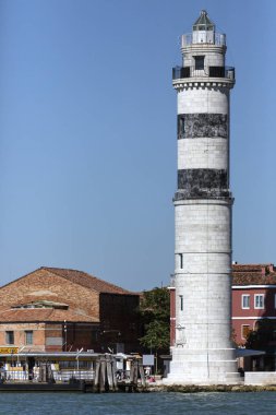 Venedik Lagünü, Venedik, İtalya, Burano adası deniz feneri.