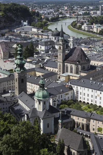 Vista Castelo Hohensalzburg Acima Cidade Salzburgo Áustria Salzburgo Quarta Maior — Fotografia de Stock