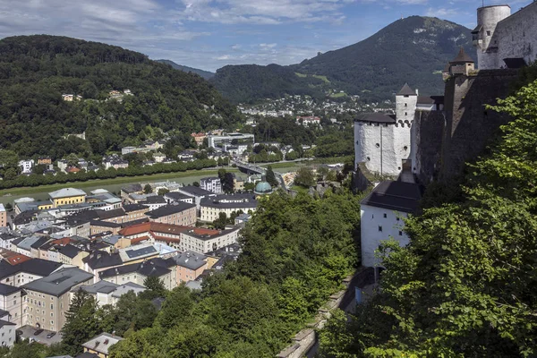 Nézd Hohensalzburg Vár Felett Salzburg Városában Ausztria Salzburg Ausztria Negyedik — Stock Fotó