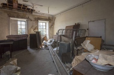 Interior room in a derelict building. clipart