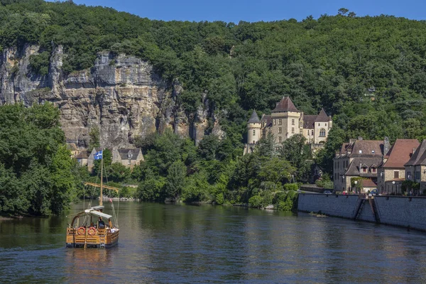 Falu Roque Gageac Chateau Malartrie Dordogne Folyótól Pictursque Község Nouvelle — Stock Fotó