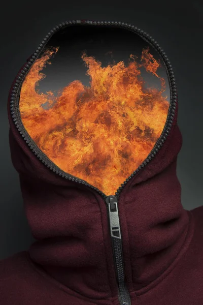 Man Hoody Look Fear Surprise His Face — Stock Photo, Image