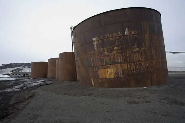 Rusting Remains Boilers Old Abandoned Whaling Station Deception Island Antarctica — Stock Photo, Image