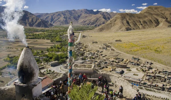 Blick Vom Yungbulakang Palast Oder Yumbu Lakhang Hoch Himalaya Der — Stockfoto