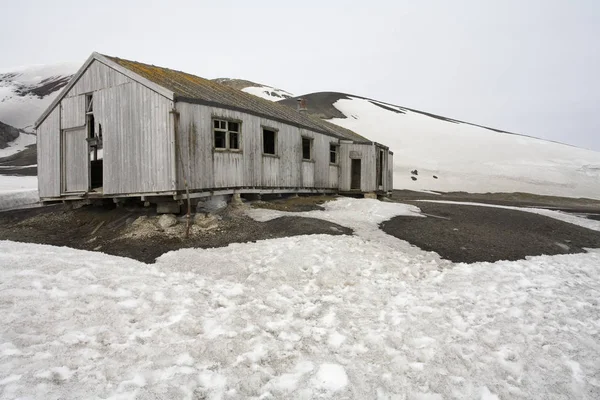 Houten Hutten Het Oude Walvisvangst Station Verlaten Misleiding Eiland Antarctica Stockfoto