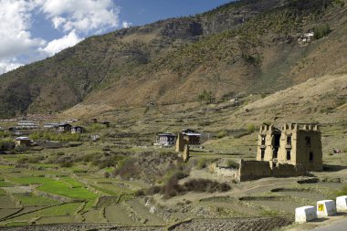 Bhutan valley yakınındaki Paro Bhutan Krallığı.