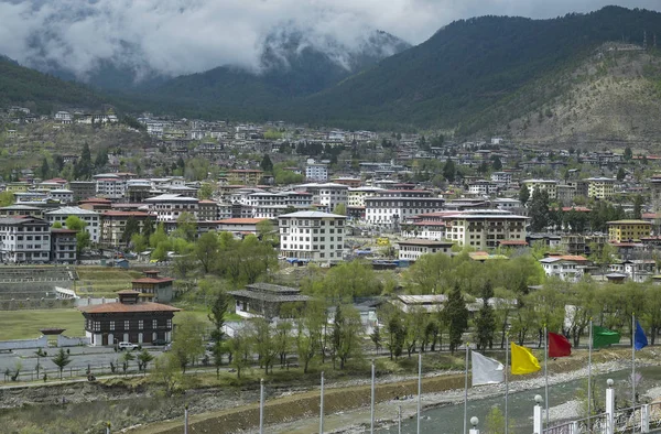 Μπουτάν Πρωτεύουσα Πόλη Θίμφου Για Βασίλειο Του Μπουτάν Του Thunder — Φωτογραφία Αρχείου