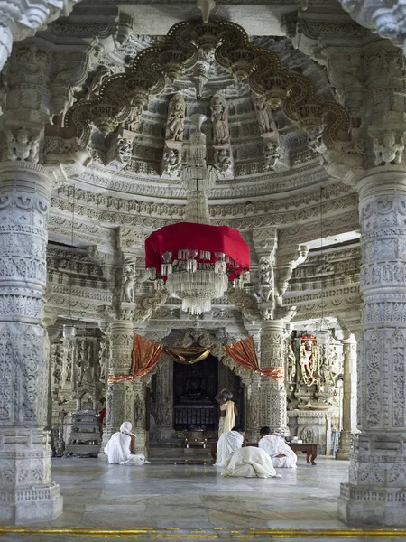 Interiér Adinath Jain Chrám Ranakpur Regionu Rajasthan Indie — Stock fotografie