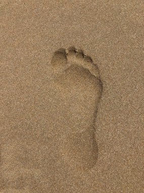 Kıbrıs'ta bir plajda yumuşak, altın kum ayak izi