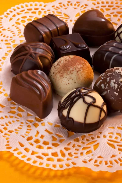 Selection Luxury Handmade Chocolates Chocolate One Most Popular Holiday Gifts — Stock Photo, Image