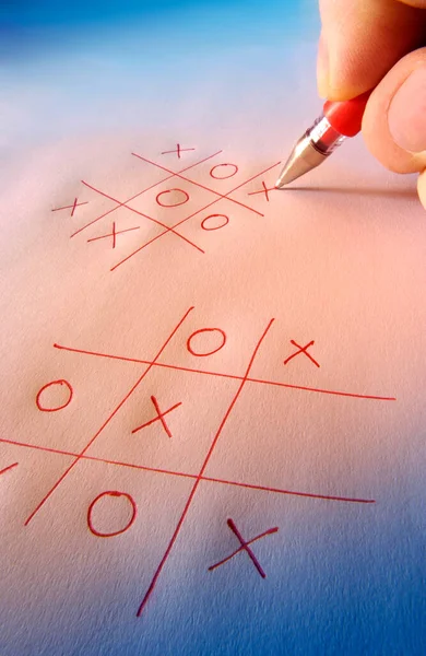 Playing Noughts Crosses Also Known Tic Tac Toe — Stock Photo, Image