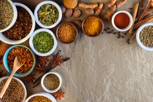 Selection Herbs Spices Used Cooking — Stock Photo, Image