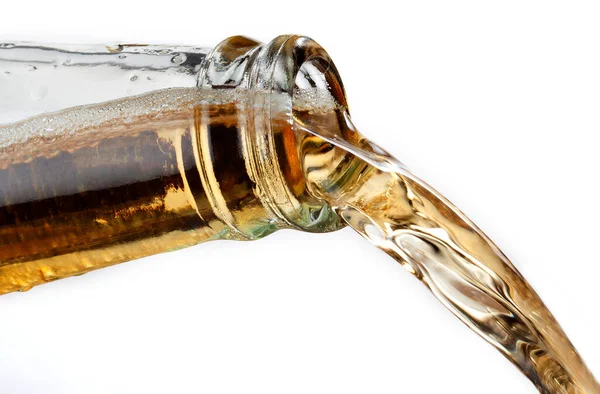 Pouring Ice Cool Beer Bottle — Stock Photo, Image