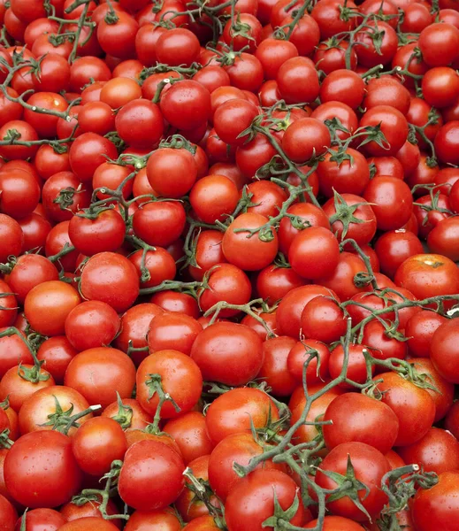 A large crop of tomatos on a market stall in southern Spain.