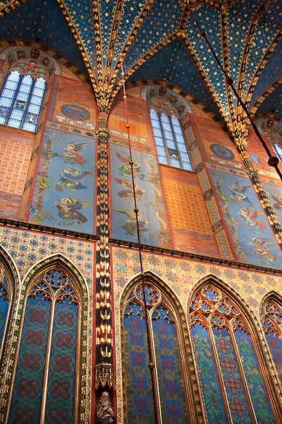 Interieur Van Kerk Van Mary Het Centrale Plein Rynek Glowny — Stockfoto