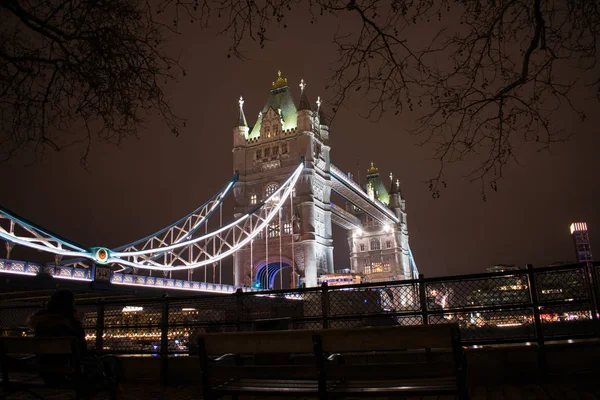 Tower Bridge Londýně Noci — Stock fotografie
