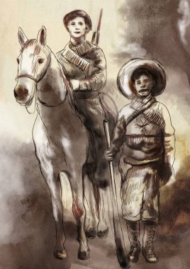 Meksika - saatinden illüstrasyon, hat sanatı renkli bir el boyalı. Dijital boyama tekniği.