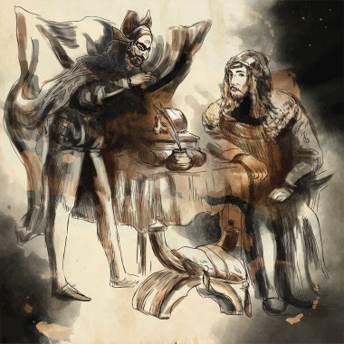 Faust. Serbest çizim vektör çizim, bir el çekilmiş.