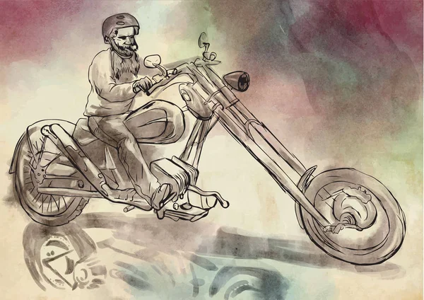 骑车人手绘矢量插图手绘素描 — 图库矢量图片