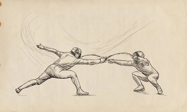 Fencing - An hand drawn illustration. Freehand sketching. — Stock Photo, Image